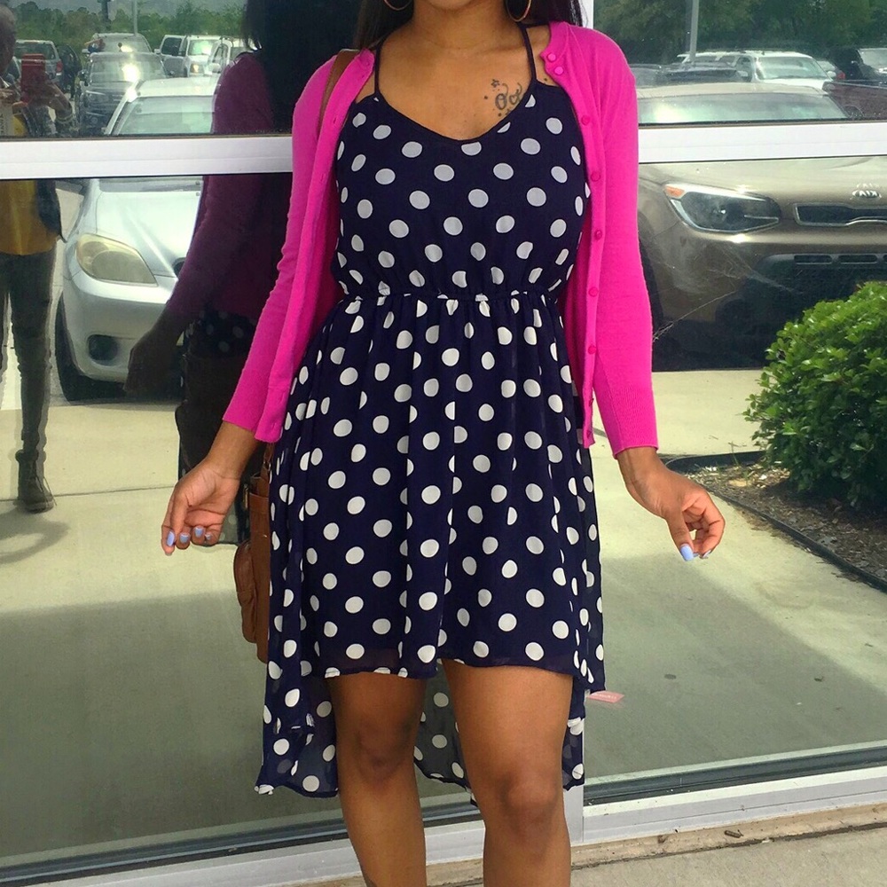 Blue & White Polka Dot Dress